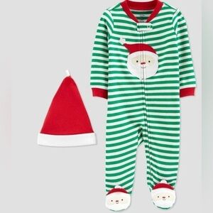 Target Just One You Made By Carters Christmas Footed Pajamas & Hat Set Newborn